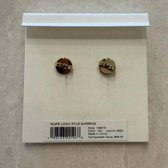 Tory Burch Rope Gold Logo Stud Earring - Picture 3 of 3